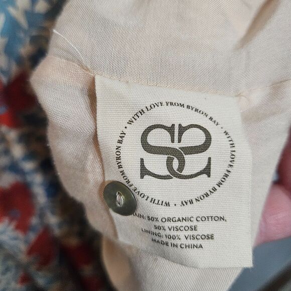 SPELL Village Ruffle Mini Shift Dress Organic Cotton Size Medium Playdress - Picture 5 of 9